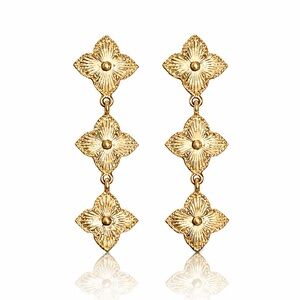 ⚜️ Elegant Gold Floral Drop Earrings